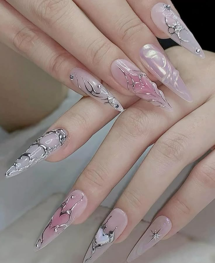 Trendy 3D chrome nail art to book nail appointment chinook mall