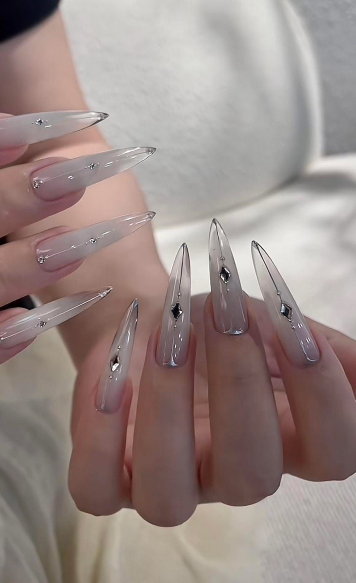 Clear stiletto gel nails to book nail appointment chinook mall