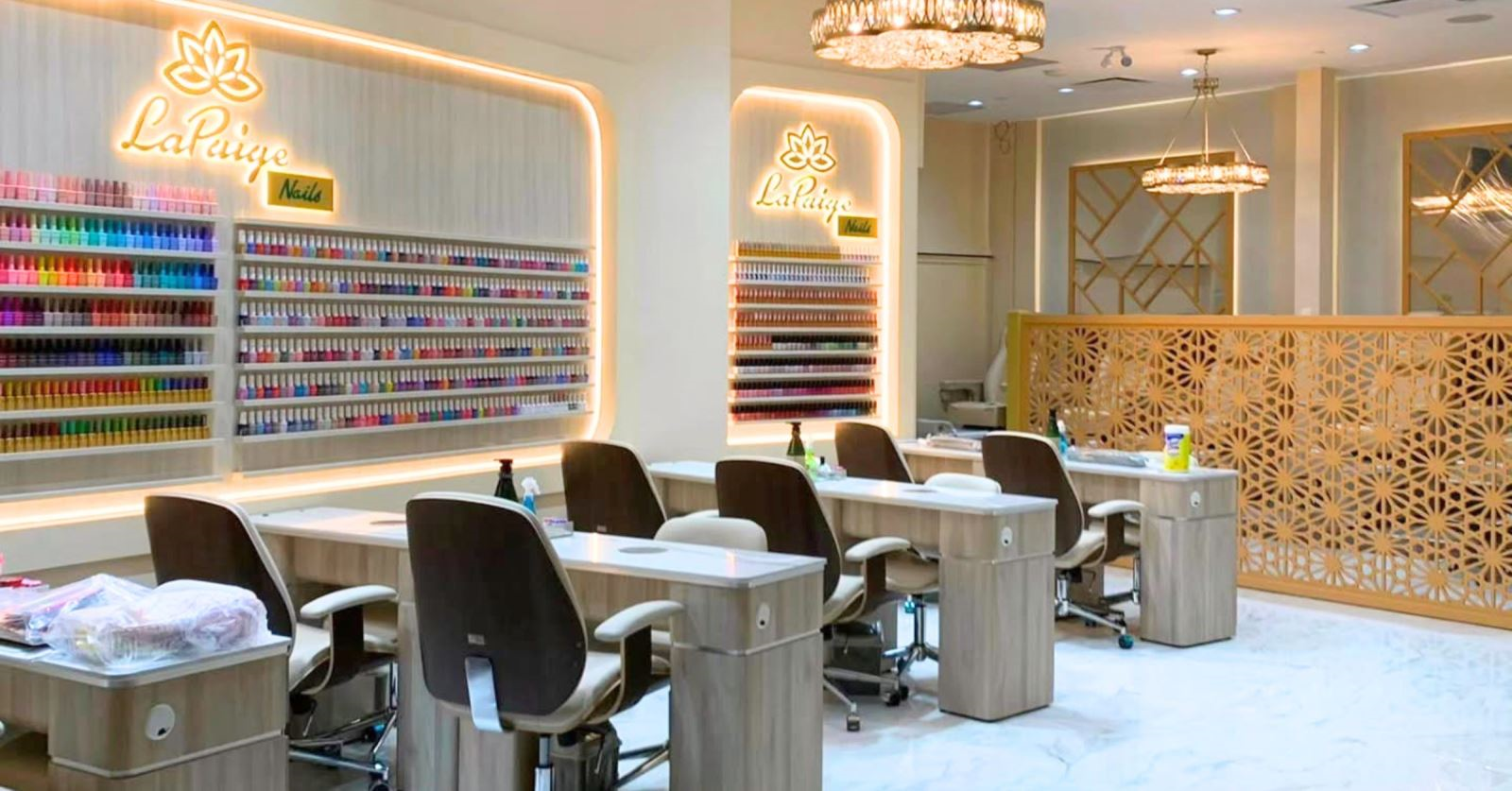 Modern interior of La Paige Nails luxury nail spa experience Calgary